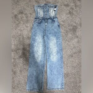 Fashion Nova Women's Blue Denim Jumpsuit